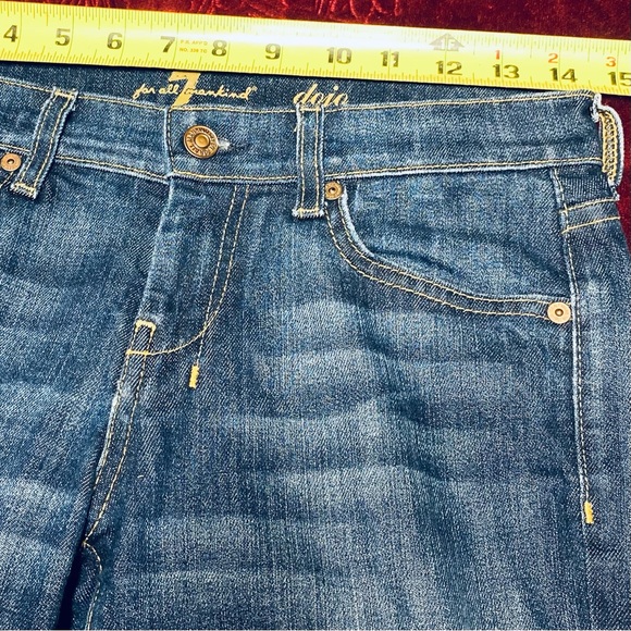 7 for all Mankind Dojo medium Wash Flare leg jeans womens Sz 28W X 26.5” inseam - Picture 7 of 9